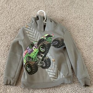 Kids Monster Truck Hoodie - Gray